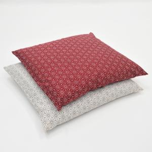 麻の葉 座布団カバー 銘仙判 YKKファスナー付 55×59cm 国産 エンジ オフホワイト ピンク 綿100% 和柄