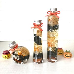 ハーバリウム ハロウィン 丸瓶 オレンジ he...の詳細画像1