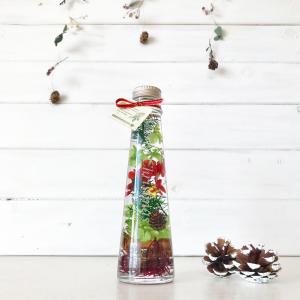 ハーバリウム クリスマス 丸瓶 xmas あじさい 赤 緑 ハーバリウム