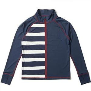 ラッシュガード メンズ HeleiWaho ヘレイワホ 長袖 ジップアップ フードなし UPF50+ chill_borderB-NV/WIN M