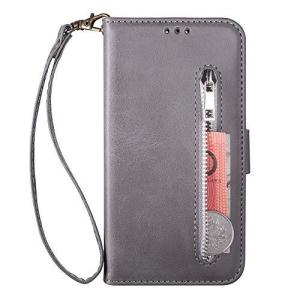 Galaxy S10 SC-03L / SCV41 ケース ジッパーデザイン スタンド機能付き マグネット付き グレー