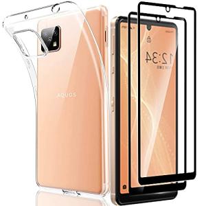 AQUOS sense4 basic A003SH フィルム + ケース nutmeg強化ガラスフィルム  + 保護カバー  透明保護ソフト シリコ