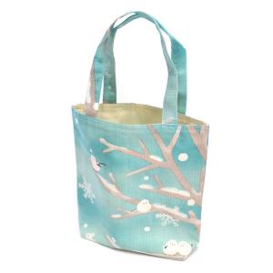 おさんぽトート  雪あそび ブルー  クリックポスト対応  シマエナガ ミズイロ 水色 BL
