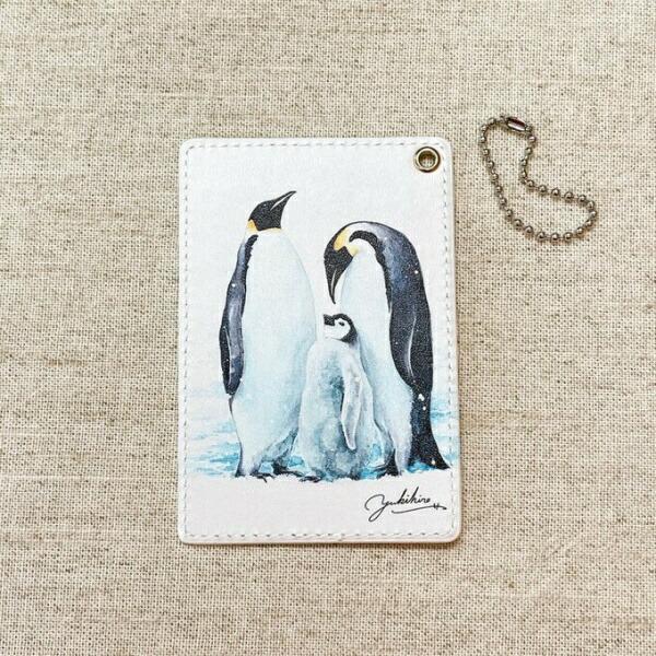 【クリエイティブモーション】水彩画パスケース ペンギン ◆ゆうパケット対応◆