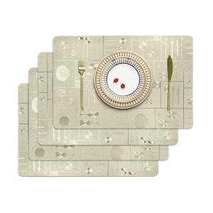 新生活応援　ランチョンマット 4枚セット おしゃれ 撥水 水洗い可 ランチマット　45cm×30cmx0.1cm　シャンパン色