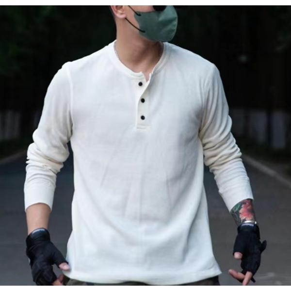 【大特価】ヘンリーネック Tシャツ メンズ 無地 インナー シンプル 長袖 Tシャツ アメカジ カジ...