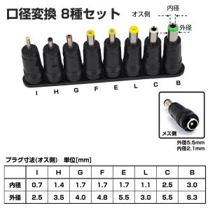 ACアダプター用 出力DCプラグ 変換 8種類セット変換プラグ 変換アダプター アダプター acアダプ　汎用
