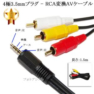 記載SONY/ソニー機種対応】 4極3.5mmL字型-RCA変換AVケーブル 0.5m 4極