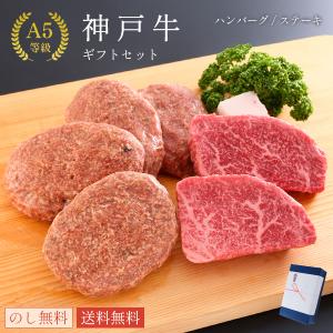 A5等級 神戸牛 ギフトセット 1万円 ステーキ・ハンバーグ（ランプステーキ100g×2枚・ハンバーグ150g×4個)