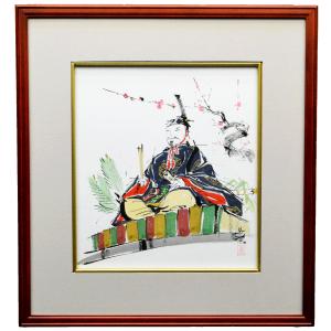 天神様】額装 田島翆峰（たじま すいほう） 画伯 F6デッサン額 『菅原