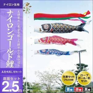 こいのぼり 庭園用 キング印 鯉幟 ナイロン鯉 黒鯉2.5m 単品 代引き