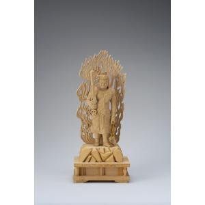 桧木 不動明王 3.5寸 42-5 仏像 木彫り フィギュア オブジェ