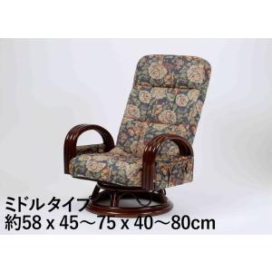 籐肘付き　リクライニングチェア　ミドルタイプ 【椅子】｜koubou-tensho