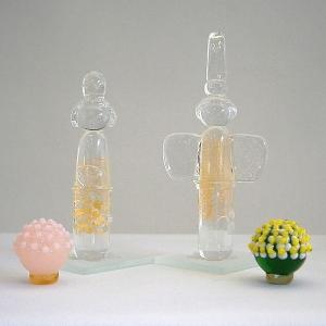 ガラス細工 お正月飾り ミニチュア 雑貨 置物【ミニ盆栽 桜・松
