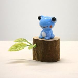 かえるん　ガラス細工　ミニチュア カエル 雑貨 置物 ガラス細工 ミニチュア グラススクエア 丸型かえる