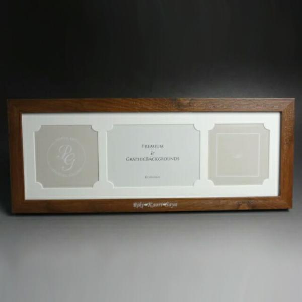 名入れ フォトフレーム 樹脂製 L版 横1枚 ミニ2枚 ブラウン 複数枚 写真立て KP31307 ...