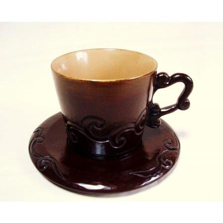 鎌倉彫 コーヒーカップ 屈輪文