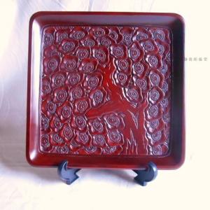 鎌倉彫 赤色盆 ５枚セット 鎌倉彫 赤色盆 5枚セット 鎌倉彫 赤色盆 5枚セット 鎌倉彫 お盆 2枚