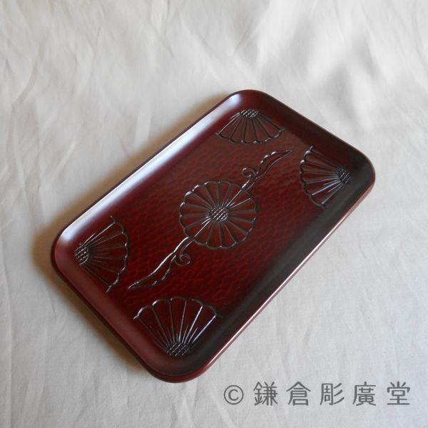 鎌倉彫 名刺盆 菊唐草