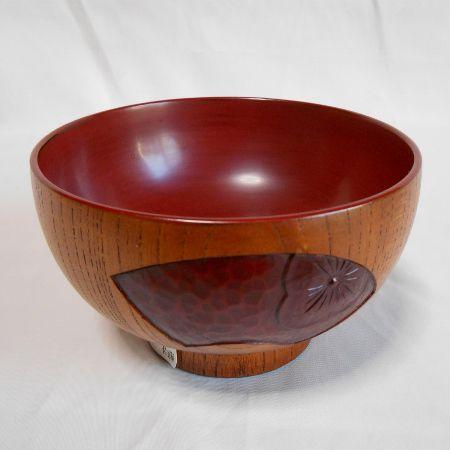 鎌倉彫 欅椀 扇に梅