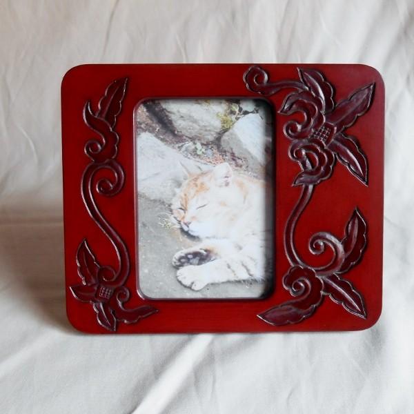 鎌倉彫 写真立て 小 唐草