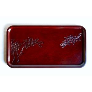 鎌倉彫 7寸丸盆 椿 伝統工芸品 お盆 おしゃれ プレゼント 贈り物