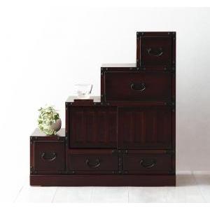 階段箪笥 左下がり和風モダン 桐だんす和風家具 水屋箪笥 箪笥 幅67cm