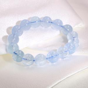 高品質 1点もの 】 アクアマリン ブレスレット 大玉 13mm 14mm 玉