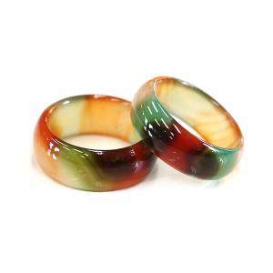 リング カラーメノウ  指輪 くり抜きリング 天然石 パワーストーン ファッション アクセサリー カラフル ちょい幅大きめ