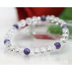 ブレスレット チャロアイト 水晶 ラベンダーアメジスト パワーストーン