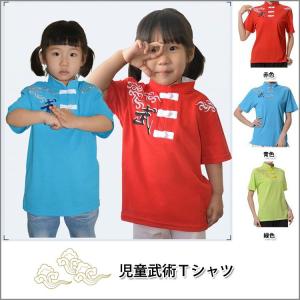 (太極拳)カッコイイ中国武術デザインＴシャツ！練習には武術らしい動きやすいTシャツが一番！児童武術Ｔシャツ｜kougabunkaten