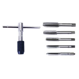 タップセット 6個組 T型ハンドル付き M6x1.0/M7x1.0/M8x1.25/M10x1.5/M12x1.75/目たて直し用　修正用のタップ 送料無料