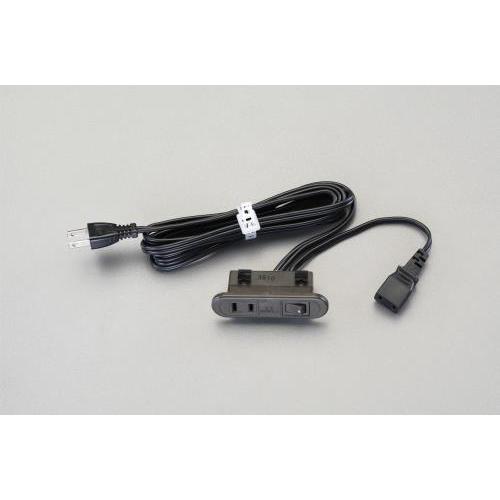 エスコ EA815HS-1 AC125V/15Ax2m コンセント(埋め込み・スイッチ付/茶)