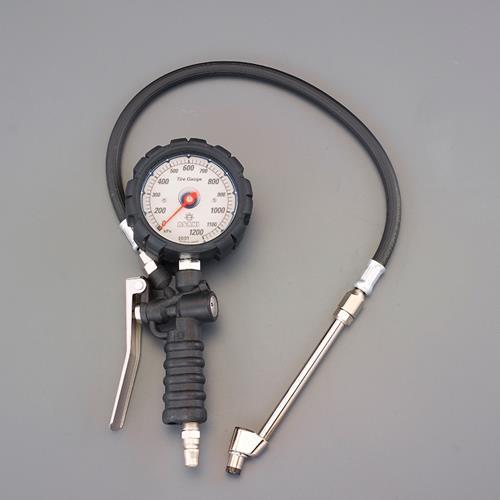 エスコ 旭産業 EA123CH-13 120-1200kPa タイヤゲージ&amp;チャック(小型・中型トラ...