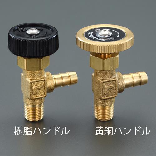 エスコ オンダ製作所 EA426CD-12 R1/8”xφ8mm ニードルバルブ(ステム型/黄銅ハン...