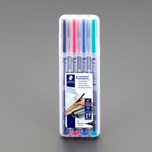 エスコ ステッドラー（STAEDTLER） EA765MM-10 [4色/超極細] 油性マーカーセッ...