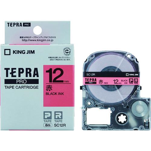 キングジム KING JIM 【純正】「テプラ」PROテープ 12mm 赤ラベル/黒文字 長さ8m ...