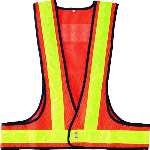 リョクジュウジ 緑十字 LED安全ベスト 橙メッシュ地/赤LED/蛍光黄反射 LEDベスト-OY-R...