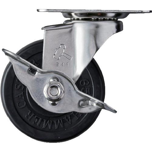 ハンマー Eシリーズオールステンレス 旋回式ゴム車輪 65mm ストッパー付 315E-R65