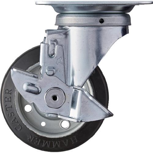 ハンマー 旋回式ゴム車輪 100mm ストッパー付 419S-R100