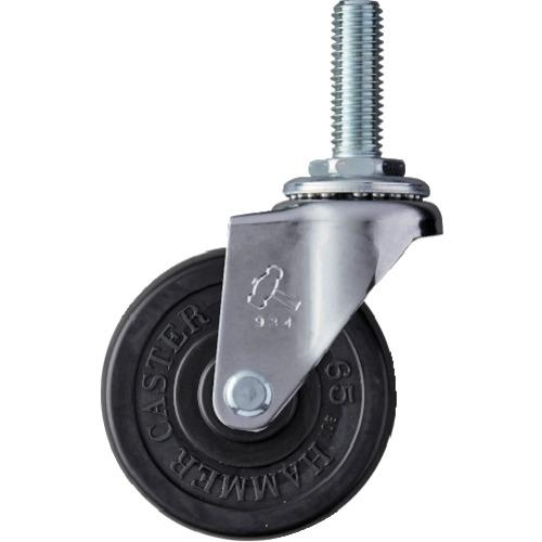 ハンマー ねじ込み旋回式ゴム車輪 65mm M12 420EA-R65