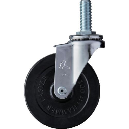 ハンマー ねじ込み旋回式ゴム車輪 100mm M16 420EA-R100