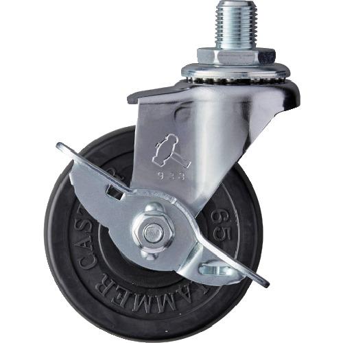 ハンマー ねじ込み旋回式ゴム車輪 65mm UNF1/2 ストッパー付 415A-10R65