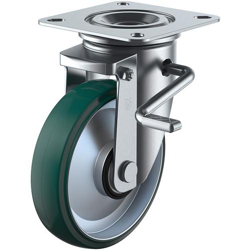 ユーエイ プレート式 自在 キャスター ウレタン 車輪径150mm ストッパー付き PMタイプ PM...