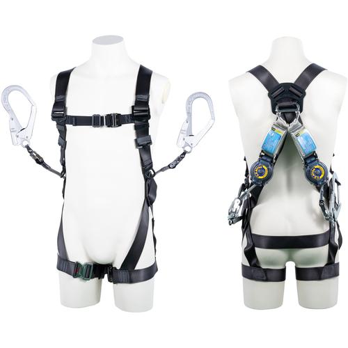 ツヨロン TSUYORON 黒影ハーネス ツインランヤード付き ロック機構付き巻取式SRリトラ ダー...