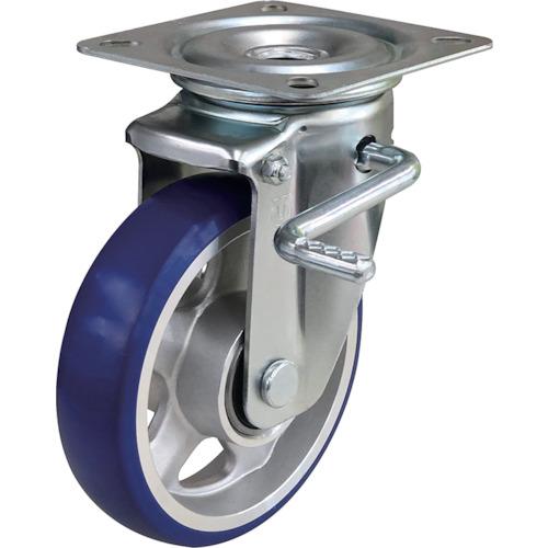 ユーエイ プレート式 自在 キャスター プレミアムウレタン 車輪径150mm ストッパー付き PMタ...