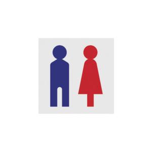 トラスコ TRUSCO マークステッカー 100×100 「トイレ」マーク 透明地 青/赤文字 1枚...