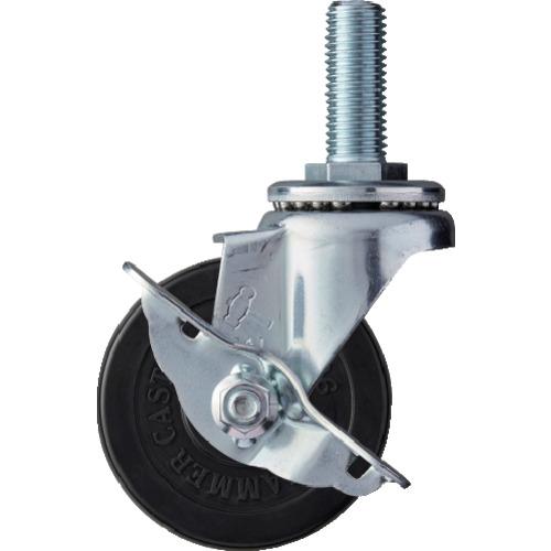 ハンマー ねじ込み式 旋回式ゴムキャスター 75mm ストッパー付 413SA-R75