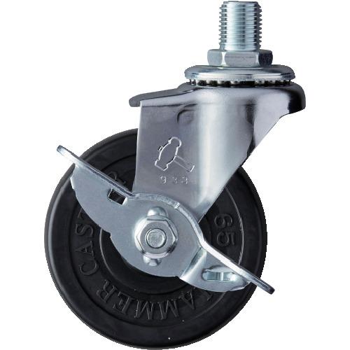 ハンマー ねじ込み旋回式ゴム車輪 65mm M12 ストッパー付 415A-30R65