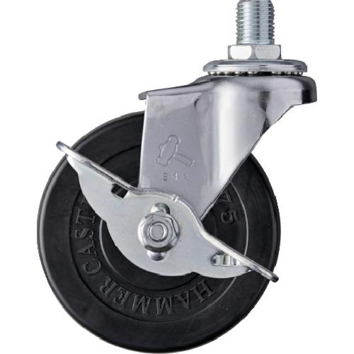 ハンマー ねじ込み旋回式ゴム車輪 75mm M12 ストッパー付 415A-30R75